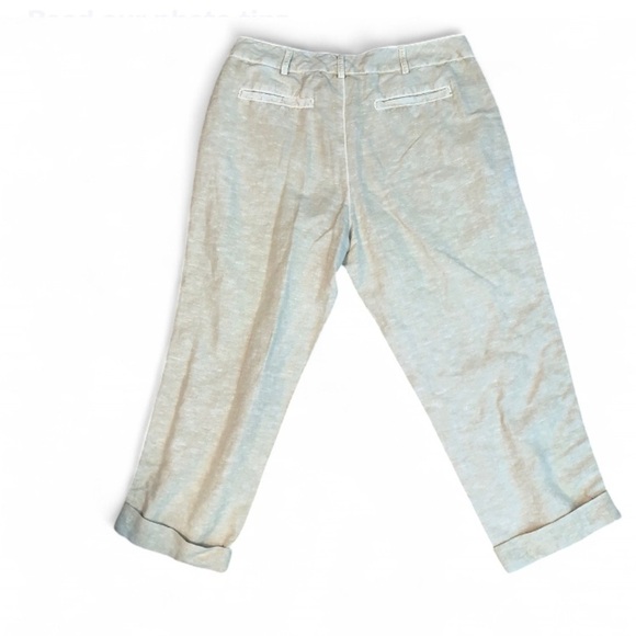 Coldwater Creek Tan khaki linen Pants with Lace Detail trim size cropped lounge - Picture 2 of 8